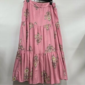 LC Lauren Conrad Blush Floral Tiered Maxi Skirt